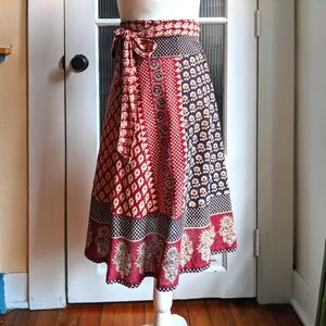 Vintage Boho Wrap Skirt Cotton Free Size